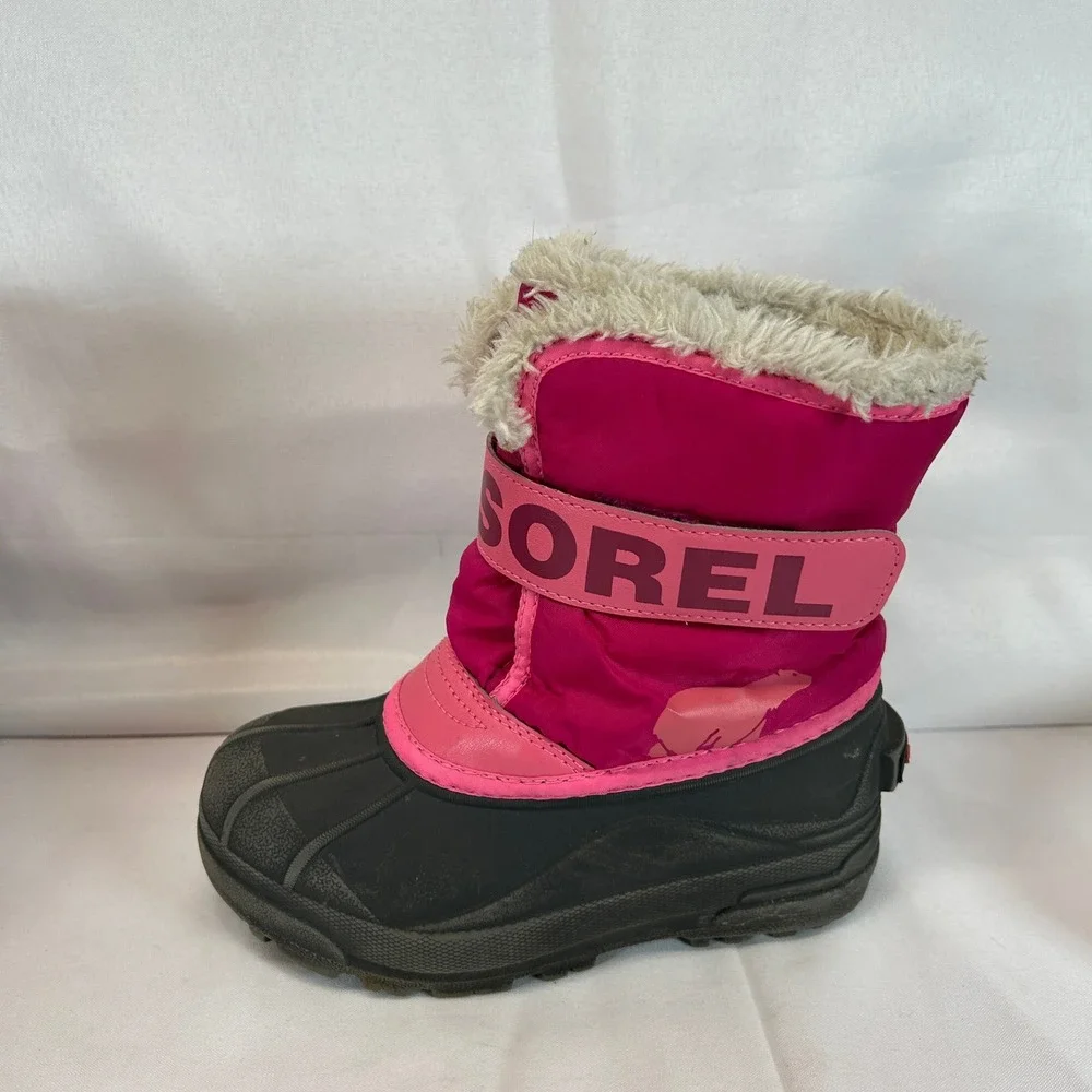 Sorel Childrens Snow Commander Boot Tropic Pink Deep Blush Size 12 NC5190-652
